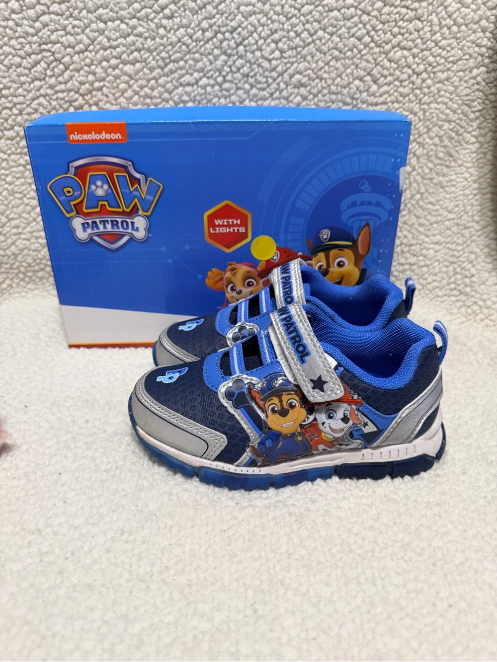 Paw Patrol Boys Blue and Silver Light-Up Sneakers